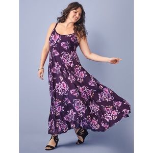 Torrid purple floral challis maxi dress size 2